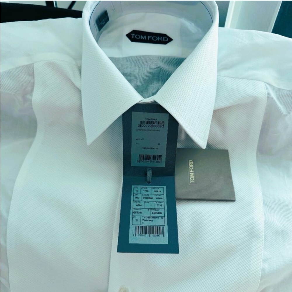Tom Ford Men's White Textured Dress Shirt - Spread Collar